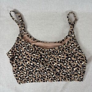 AE Aerie Scoop Leopard 🐆 Print Bikini Top Adjustable Straps Cups Lined Size Lrg